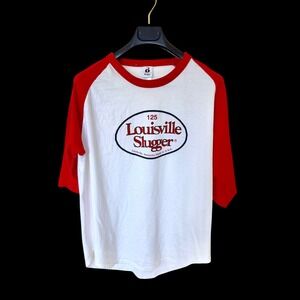 Badger Sport Louisville Slugger Baseball Raglan Tee Red White Mens Large